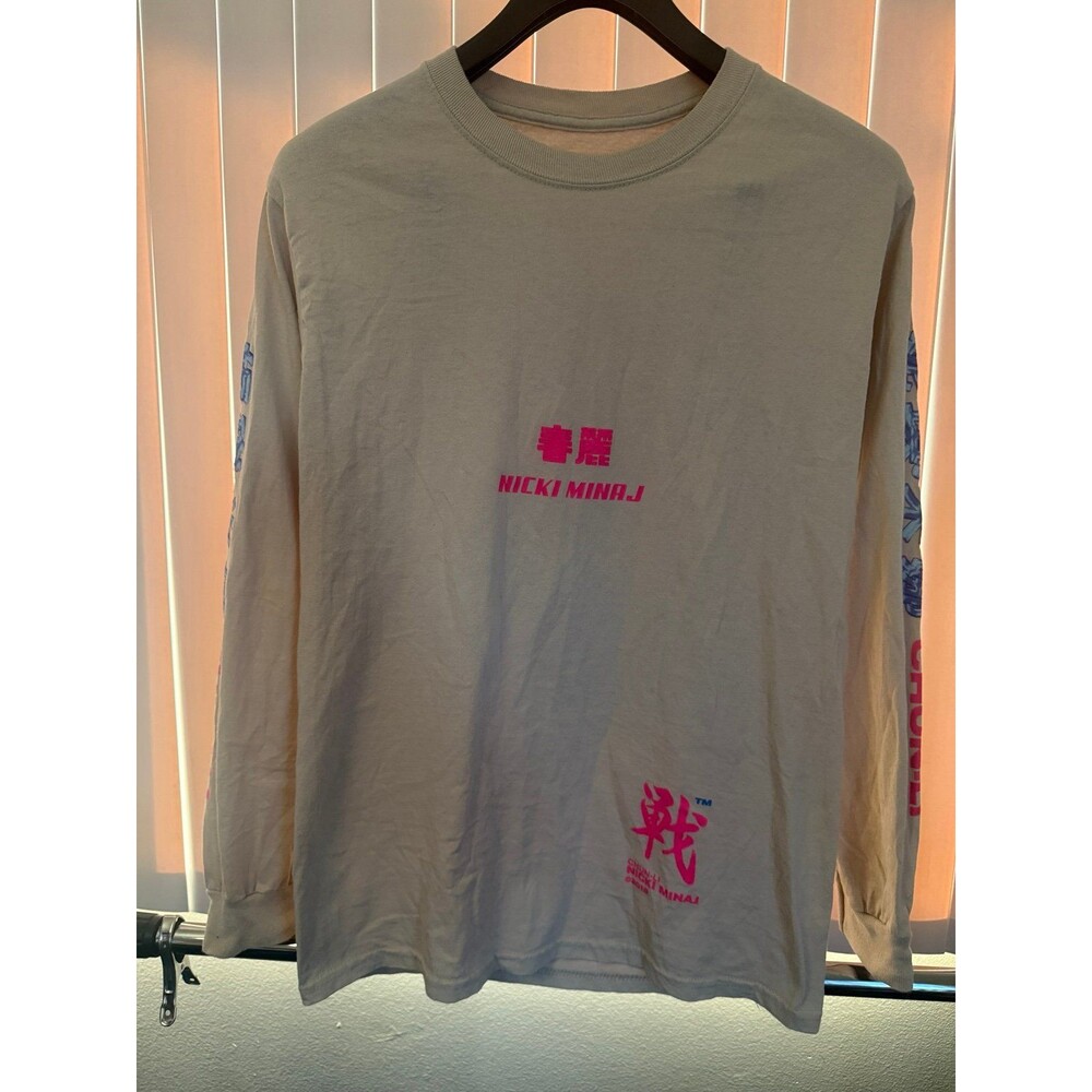 Men’s Nicki Minaj  Chun-Li Beige Long Sleeve Shirt Size Small
